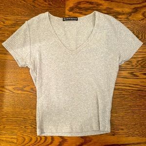 Brandy Melville Grey Ribbed Shirt